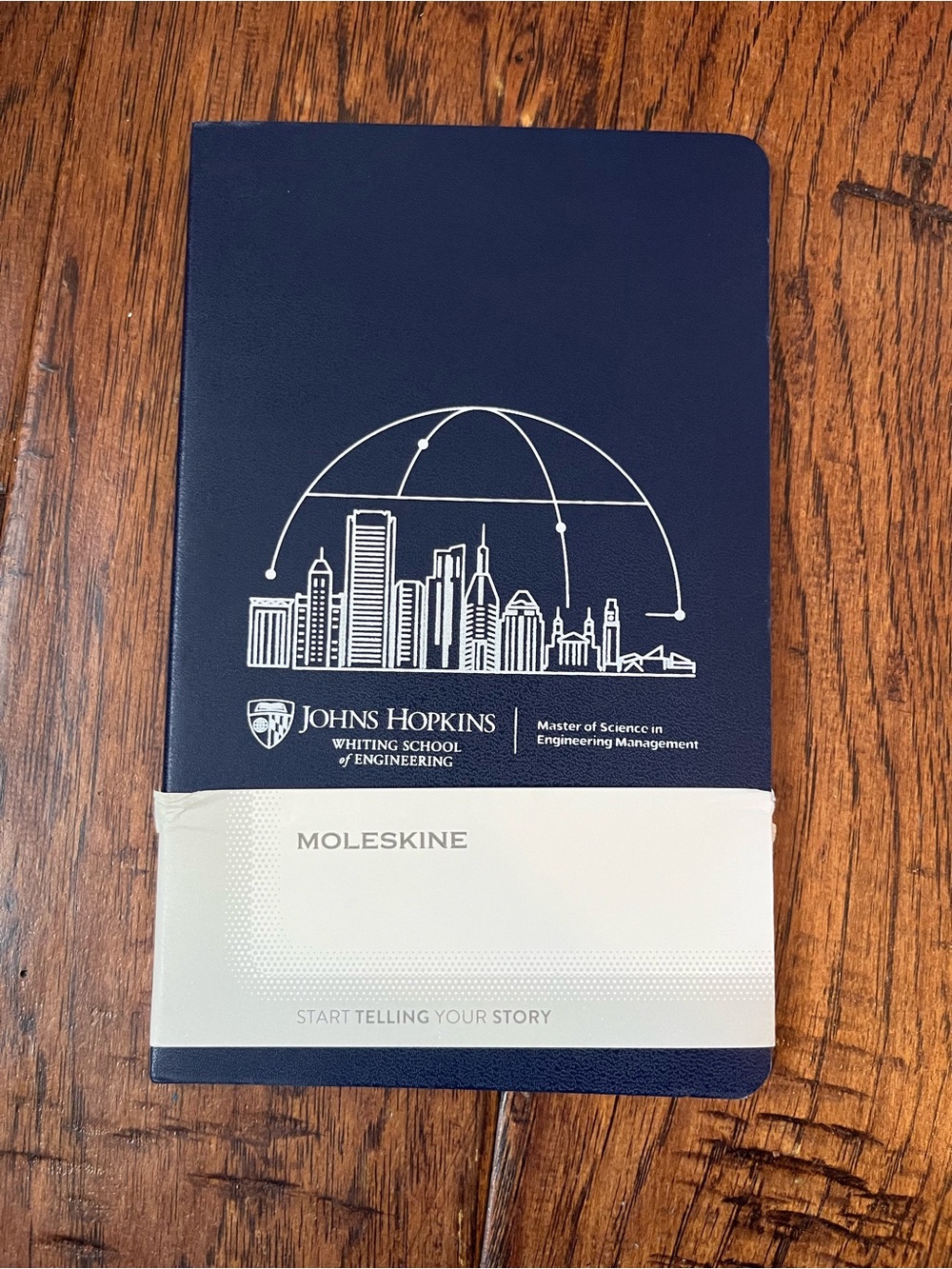 Moleskine Navy softcover Notebook with Johns Hopkins Skyline Print
